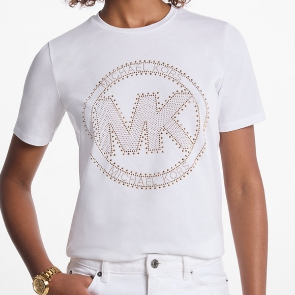 Michael Kors White Tee with Gold Accents - Picture 1 of 6